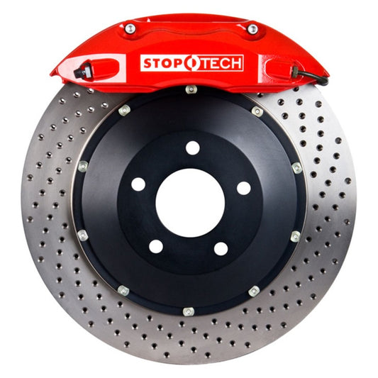 StopTech 09-10 Nissan 370Z Sport Model Only Front BBK w/ Red ST-40 Calipers Drilled 355x32mm Pads