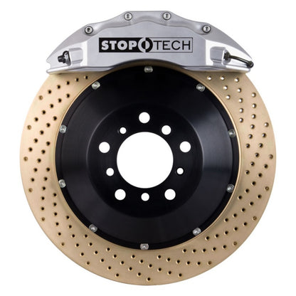 StopTech 09-10 Nissan 370Z Sport Model Only Front BBK w/ Silver ST-60 Calipers Drilled 380x32mm Pad
