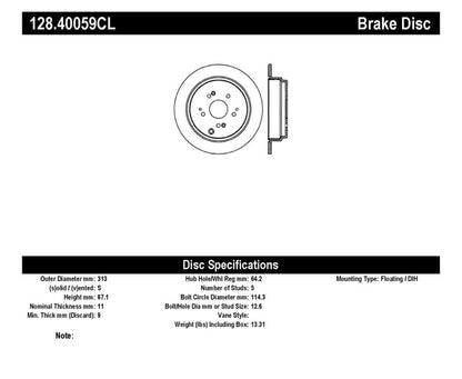 Stoptech 16-18 Honda Civic EX/LX Sedan CRYO Slotted & Drilled Rear Left Rotor