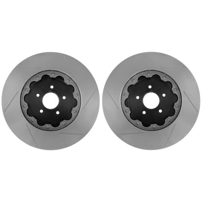StopTech 09-11 Nissan GT-R AeroRotor 2pc Drilled and Zinc Plated Front Rotor (Pair)