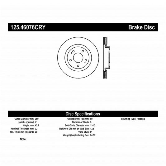 Stoptech 08-09 Evo 10 Front High Carbon CRYO-STOP Rotor