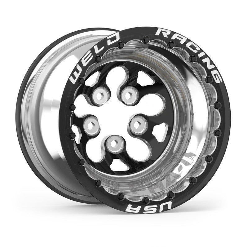 Weld Alpha-1 15x13 / 5x4.75 BP / 3in BS Black Wheel - Black Double Beadlock MT