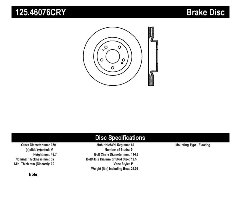 Stoptech 08-09 Evo 10 Front High Carbon CRYO-STOP Rotor