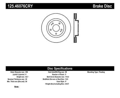 Stoptech 08-09 Evo 10 Front High Carbon CRYO-STOP Rotor