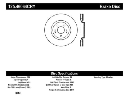Stoptech 03-06 Evo 8 & 9 Front Premium High Carbon CRYO-STOP Rotor
