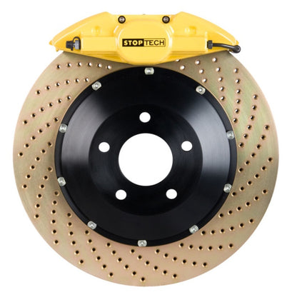 StopTech 03-06 Evo 7-9 Rear BBK w/ Yellow ST-22 Calipers Drilled Zinc 328x28mm Rotors/Pads/SS Lines