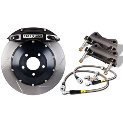 StopTech 06-08 350z (non-track) / 05-09 G35/G37AWD Front BBK ST40 355x35 Slotted Rotors Black Calipe