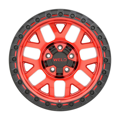 Weld Off-Road W133 17X9 Cinch 6X135 6X139.7 ET00 BS5.00 Candy Red / Satin Black Ring 106.1